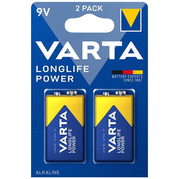 Varta Longlife Power 9V PP3 6LR61 Alkaline Battery | 2 Pack