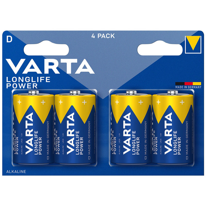 Varta Longlife Power D LR20 Alkaline Batteries | 4 Pack