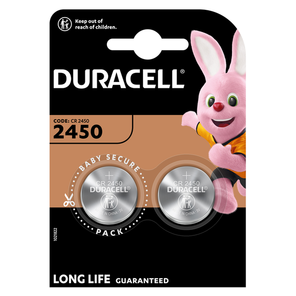 Duracell CR2450 DL2450 Coin Cell Lithium Battery | 2 Pack