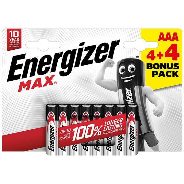 Energizer Max AAA LR03 Alkaline Batteries | 8 Pack