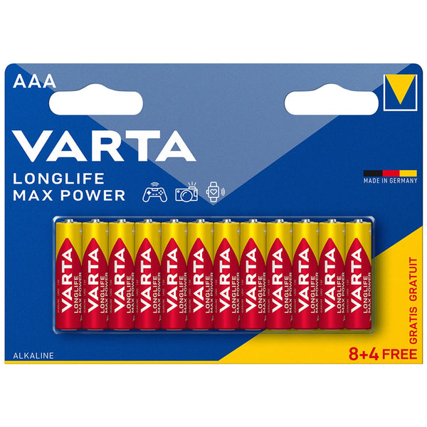 Varta Longlife Max Power AAA LR03 Alkaline Batteries | 12 Pack