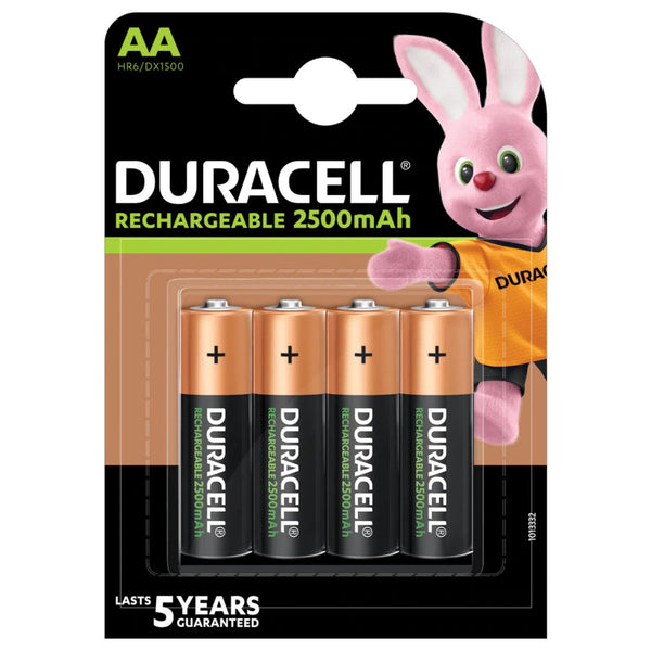 Duracell Rechargeable AA HR6 2500mAh Pre-Charged Rechrageable Batteries | 4 Pack