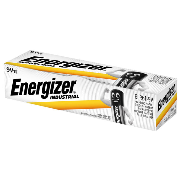 Energizer Industrial 9V PP3 6LR61 Batteries | 12 Pack