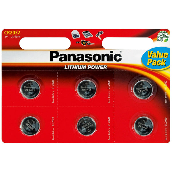 Panasonic CR2032 Coin Cell Batteries | 6 Pack