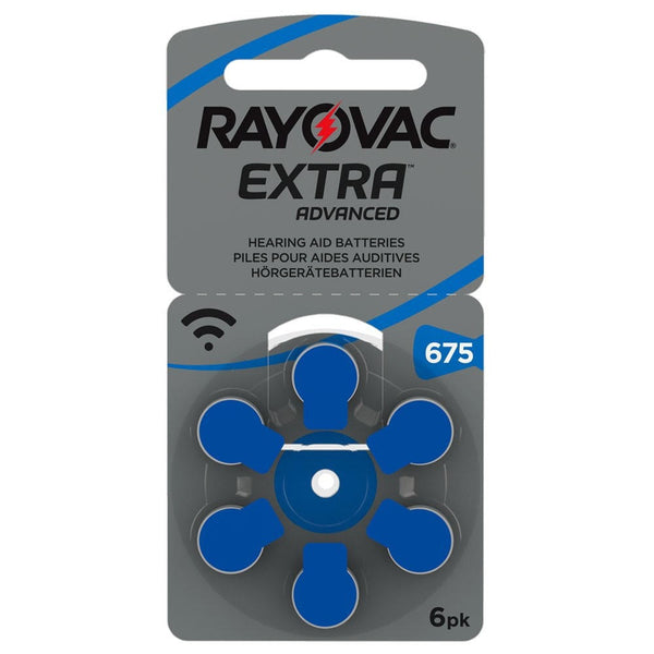 Rayovac Extra Hearing Aid Batteries | Size 675 | Blue | 6 Pack
