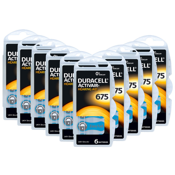 Duracell Activair Size 675 | Blue | Easytab Hearing Aid Batteries | 60 pack
