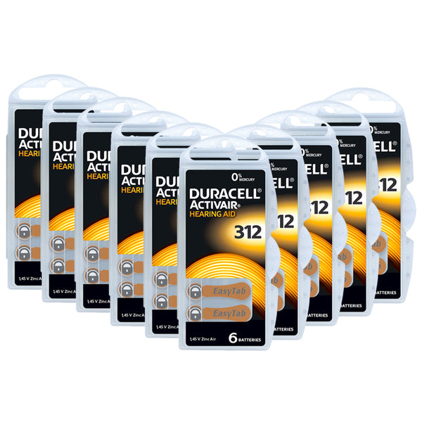 Duracell Activair Size 312 | Brown | Easytab Hearing Aid Batteries | 60 pack