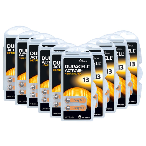 Duracell Activair Size 13 | Orange | Easytab Hearing Aid Batteries | 60 pack