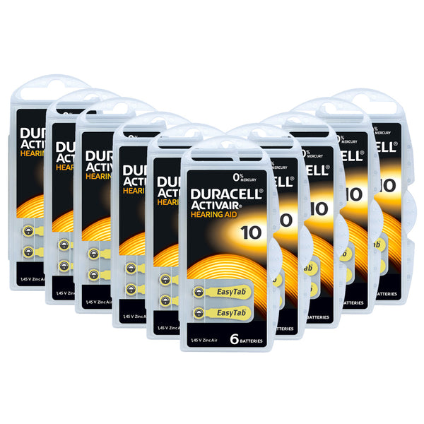 Duracell Activair Size 10 | Yellow | Easytab Hearing Aid Batteries | 60 pack
