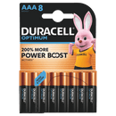 Duracell Optimum AAA LR03 Batteries | 8 Pack
