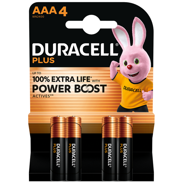 Duracell Plus AAA LR03 Batteries | 4 Pack