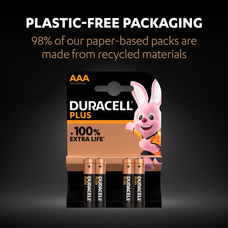 Duracell Plus AAA LR03 Batteries | 4 Pack