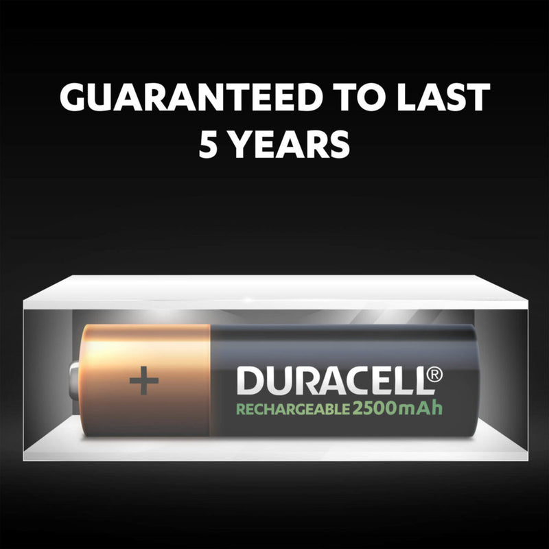 Duracell Rechargeable AA HR6 2500mAh Pre-Charged Rechargeable Batteries | 4 Pack