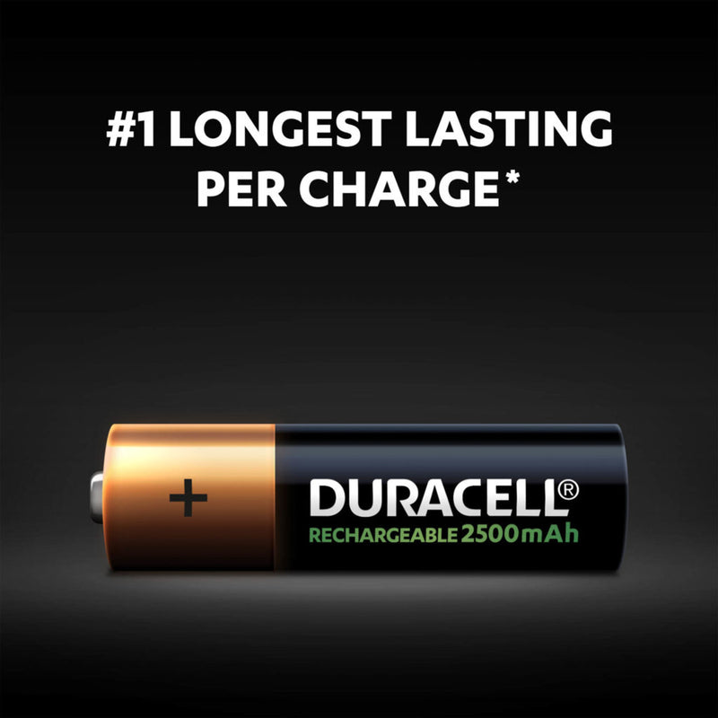 Duracell Rechargeable AA HR6 2500mAh Pre-Charged Rechargeable Batteries | 4 Pack