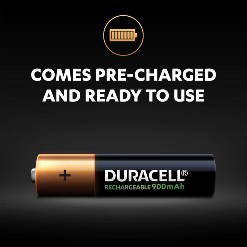 Duracell Rechargeable AAA HR03 900mAh Pre-Charged Batteries | 4 Pack