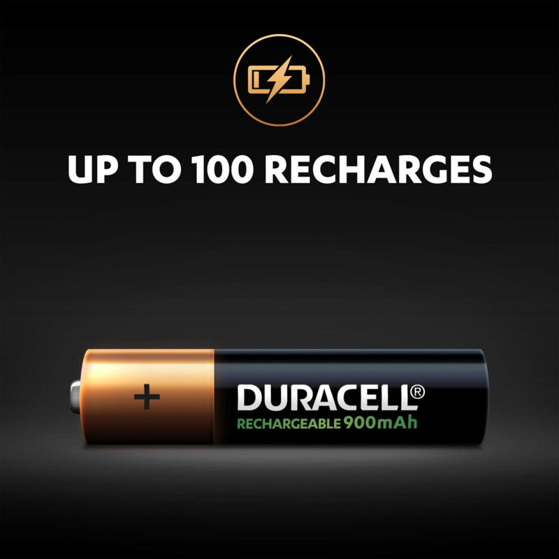 Duracell Rechargeable AAA HR03 900mAh Pre-Charged Batteries | 4 Pack