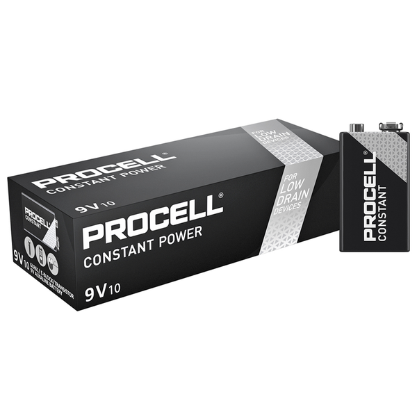 Duracell Procell Constant 9V PP3 6LR61 PC1604 Batteries | Box of 10