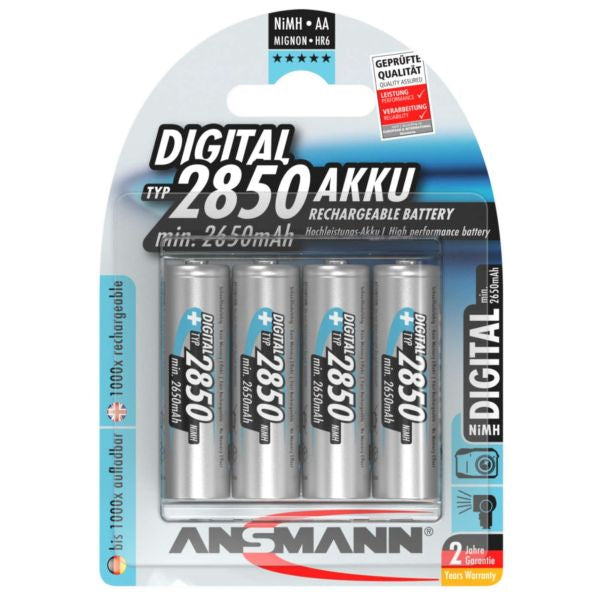 Ansmann Digital AA HR6 2850mAh Rechargeable Batteries | 4 Pack
