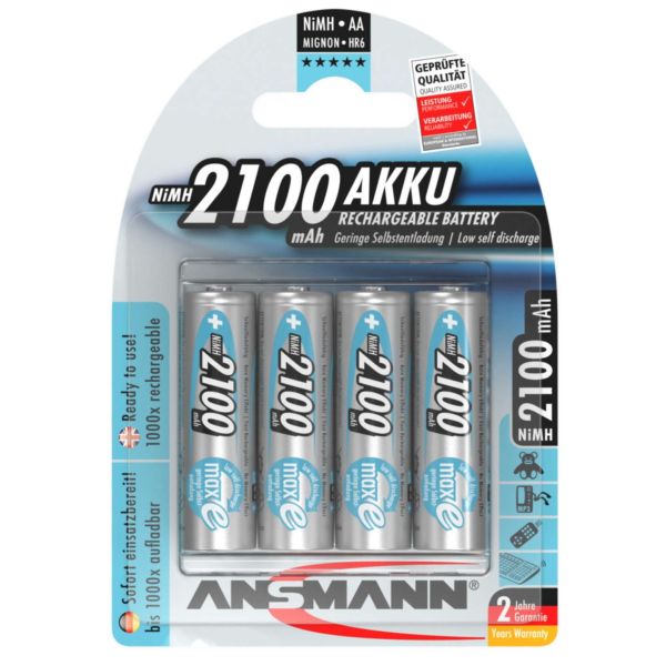 Ansmann Max-E AA HR6 2100mAh Pre-Charged Rechargeable Batteries | 4 Pack