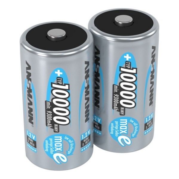 Ansmann High Capacity D HR20 10000mAh Pre-Charged Rechargeable Batteries | 2 Pack