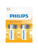 Philips Zinc D LR20 Batteries | 2 Pack
