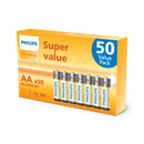 Philips Zinc AA LR6 Batteries | 50 Pack