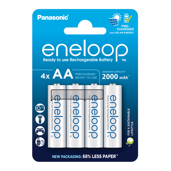 Panasonic Eneloop AA HR6 2000mAh Rechargeable Batteries | 4 Pack
