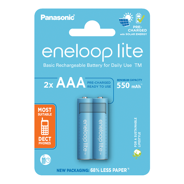 Panasonic Eneloop Lite AAA HR03 550mAh Rechargeable Batteries | 2 Pack