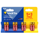 Varta Longlife Max Power AAA LR03 Alkaline Batteries | 8 Pack