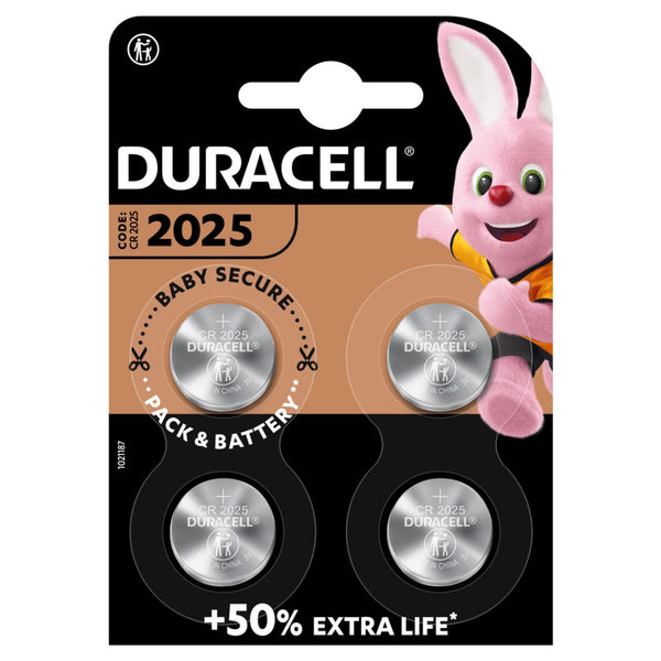 Duracell CR2025 DL2025 Coin Cell Lithium Batteries | 4 Pack