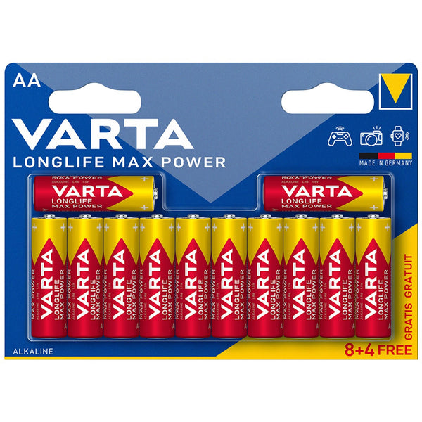 Varta Longlife Max Power AA LR6 Alkaline Batteries | 12 Pack