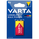 Varta Longlife Max Power 9V PP3 6LR61 Alkaline Battery | 1 Pack, Main image