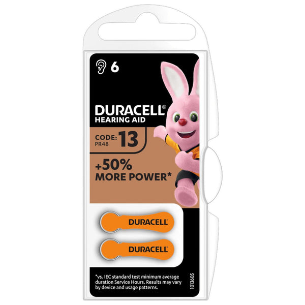 Duracell Activair Size 13 | Orange | Easytab Hearing Aid Batteries | 6 Pack