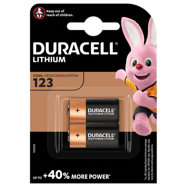 Duracell Lithium DL123 CR123A Batteries | 2 Pack