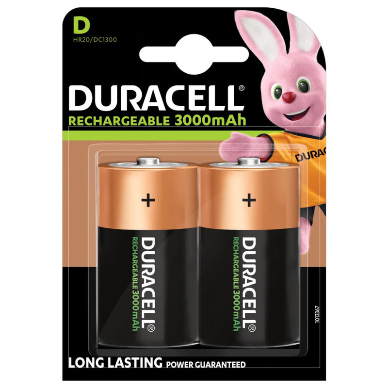 Duracell Rechargeable D HR20 3000mAh Rechargeable Batteries | 2 Pack