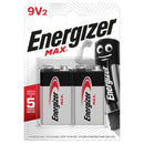 Energizer Max 9V PP3 6LR61 Alkaline Batteries | 2 Pack, Main image