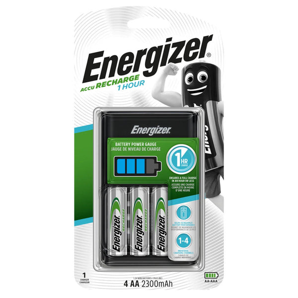 Energizer 1 Hour Battery Charger | Inc 4 x 2300mAh AA Extreme Rechargeable Batteries