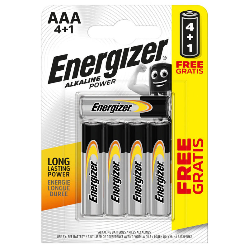Energizer Alkaline Power AAA LR03 Batteries | 5 Pack | 4+1 Free