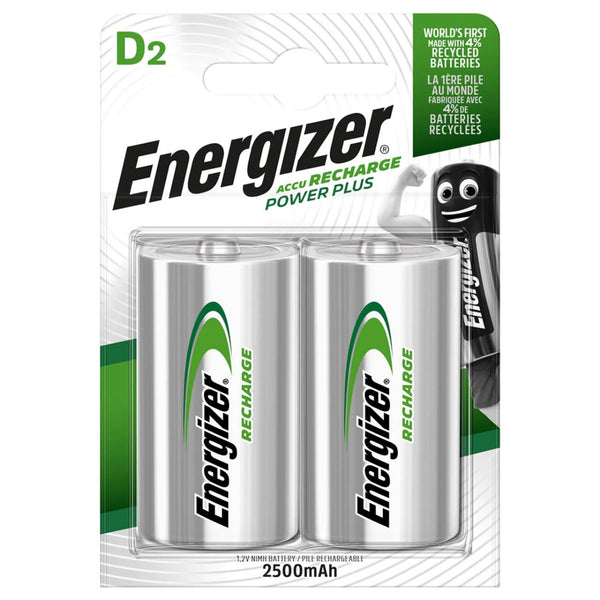 Energizer Power Plus D HR20 2500mAh Rechargeable Batteries | 2 Pack