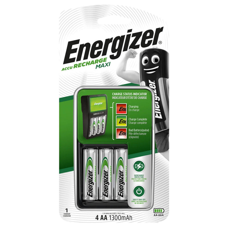 Energizer Maxi Charger | Inc 4 x AA 1300mAh Rechargeable Batteries