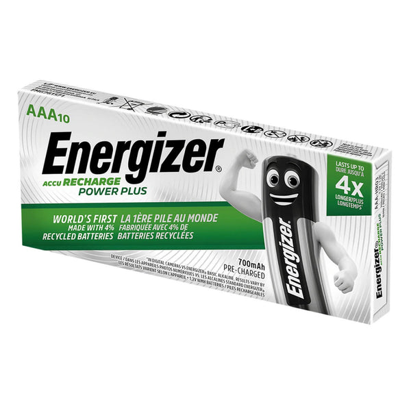 Energizer Power Plus AAA HR03 700mAh Pre-charged Rechargeable Batteries | 10 Pack