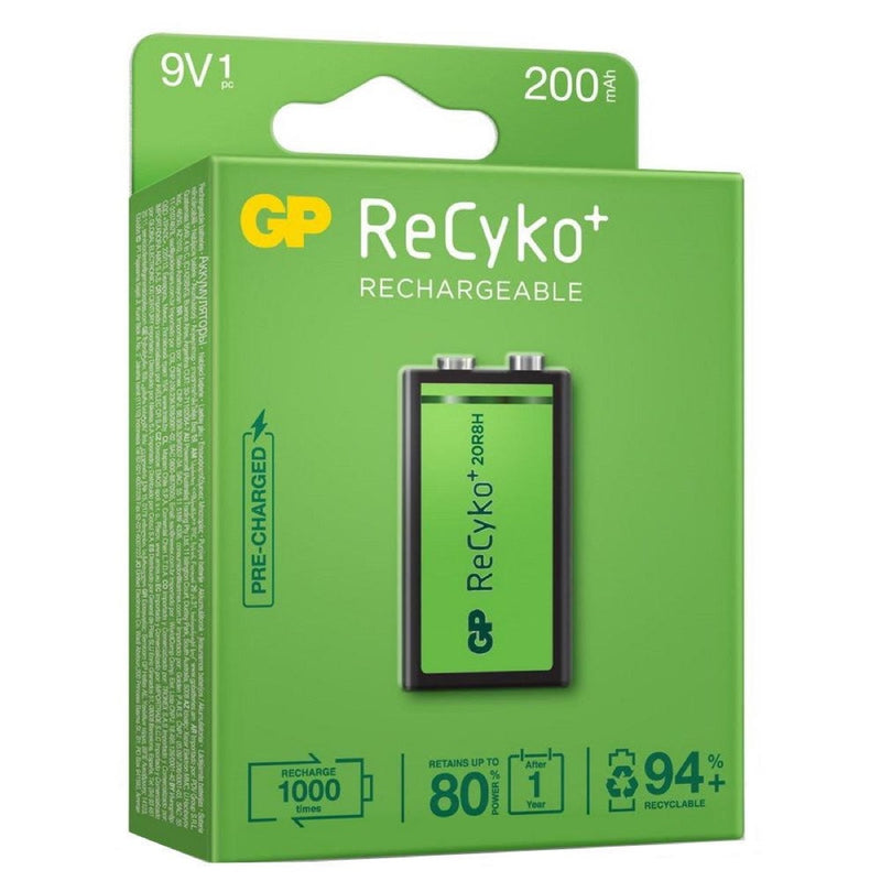 GP ReCyko+ 9V PP3 200mAh Rechargeable Battery | 1 Pack