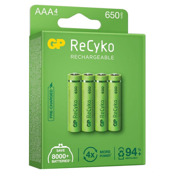 GP ReCyko+ AAA HR03 650mAh Rechargeable Batteries | 4 Pack