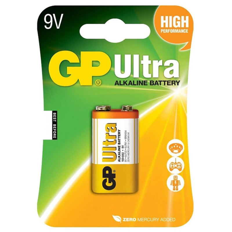 GP Ultra Alkaline 9V PP3 6LR61 Battery | 1 Pack