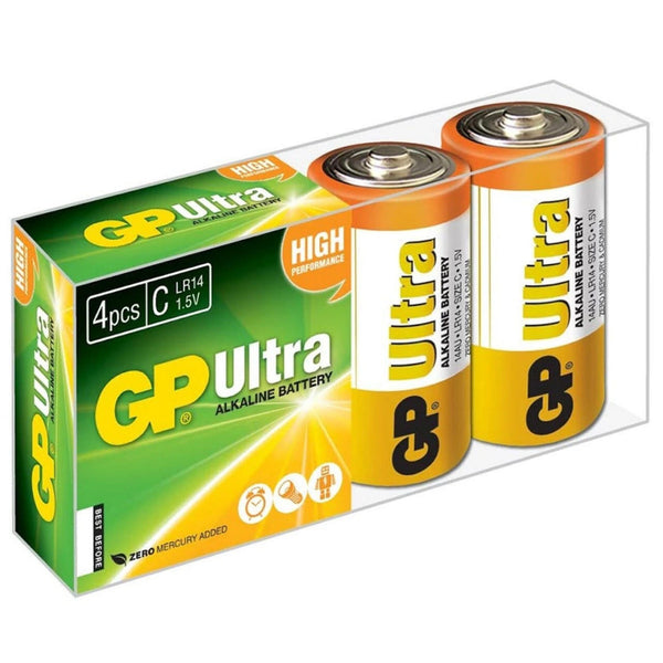 GP Ultra Alkaline C LR14 Batteries | 4 Pack