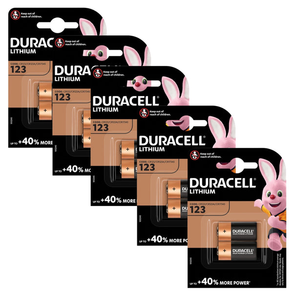 Duracell Lithium DL123 CR123A Batteries | 10 Pack