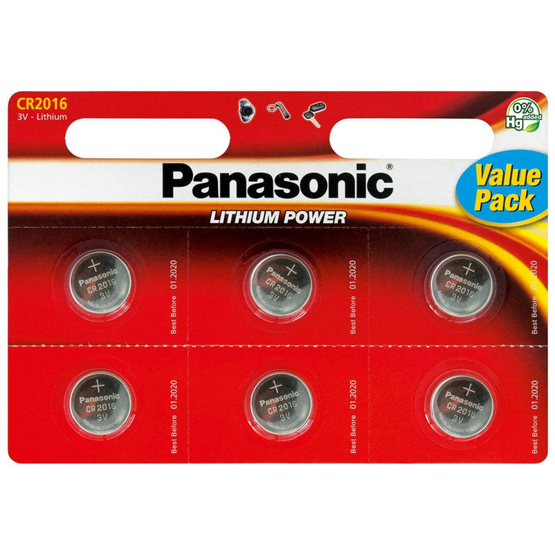 Panasonic CR2016 Coin Cell Batteries | 6 Pack