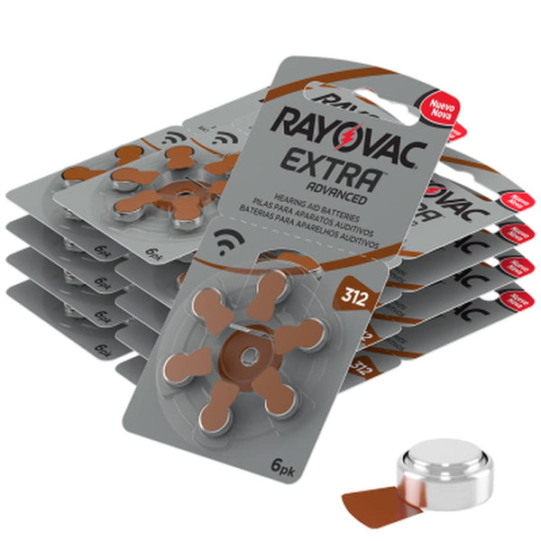 Rayovac Extra Hearing Aid Batteries | Size 312 | Brown | 60 Pack