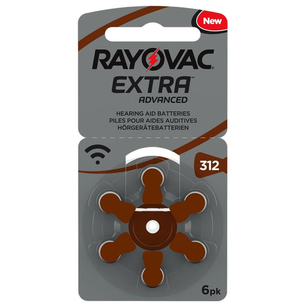 Rayovac Extra Hearing Aid Batteries | Size 312 | Brown | 6 Pack